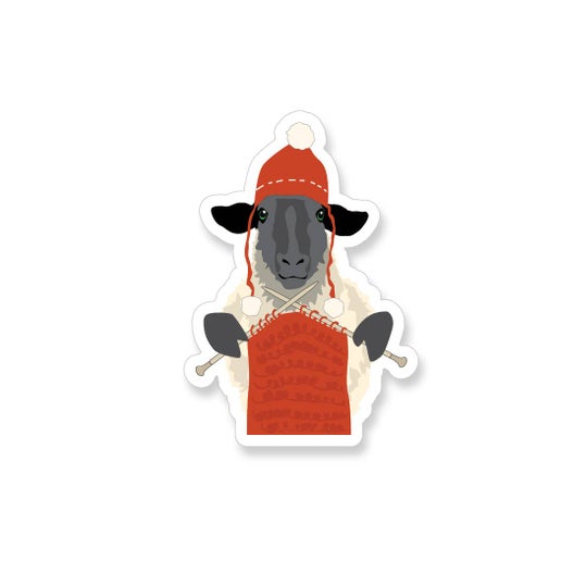 Knitting Sheep Vinyl Sticker